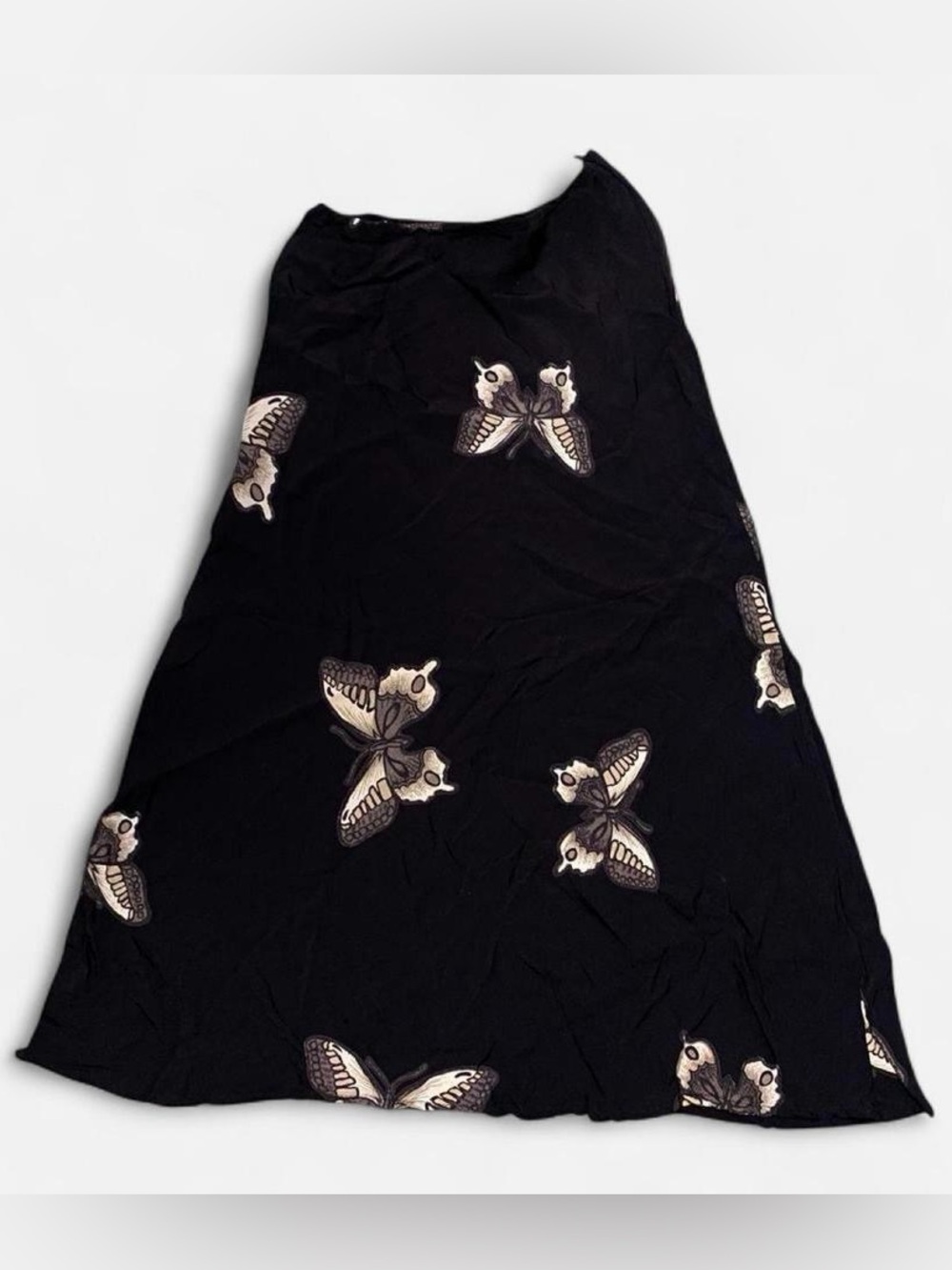 Women’s Black Butterfly Print A-Line Skirt